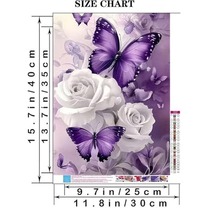 Diamond Art Kits for Adults,5D Butterfly Diamond Painting Kits 12X16 Inch | Diamond Art Paintings for Beginners,Round Full Drill Diamond Dot Tools Kit,Extra Diamonds,DIY Stress Relief Craft,Great Gift - color: diamond art-5