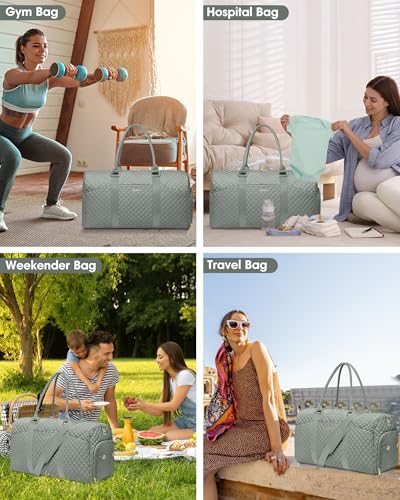 Women Weekender Travel Duffle Bag: Travel Duffel Overnight Bags with Shoe Compartment Large Carry on Tote with Toiletry Bag Weekend Traveling Yoga Gym Hospital Bag for Women with Wet Pocket Green - color: 04-Sage Green, size: Large