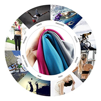 Cooling Towel (Pack of 20, 40"x12") with Pouches for Sports - color: 4grey4green4blue4red