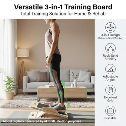 Slant Board for Calf Stretching, Calf Stretch and Mobility Board, Portable Adjustable Wooden Slant Board for Squats Exercise Balance Training and Physical Therapy