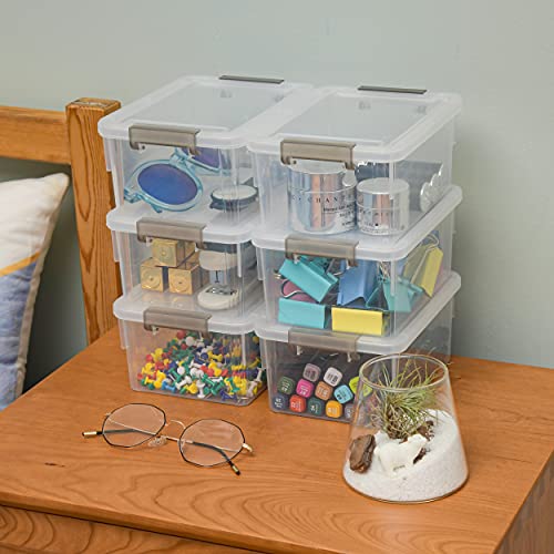Citylife 6Packs 1.3Qt Small Storage Bins with Lids,Stackable Clear | Plastic Containers for Beads, Buttons, Sewing Supplies, Office Supplies and Small Toys - color: Clear White, size: 1.3 QT(6 Pack)