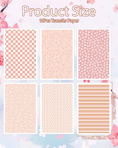 Daisy Polymer Clay Transfer Paper - 18 Pcs Spring Flower Gingham Clay Transfer Sheets for Earrings Jewelry Making - color: pink daisy
