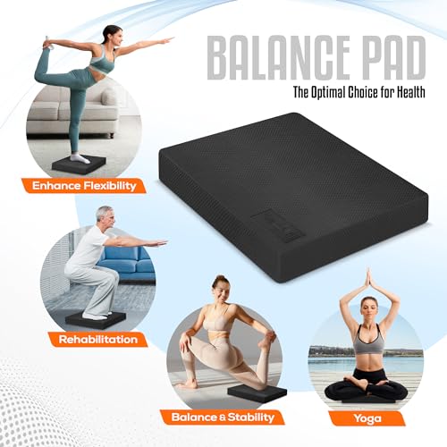 Yes4All Exercise Balance Pad, Non-Slip Foam Kneeling Pad - color: Black - L - (15,5" x 13" x 2"), size: Large