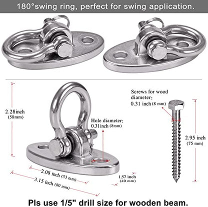 2Pack Heavy Duty Swing Hanger 180° Ceiling Swing Mount 2000 LBS Capacity - color: Silver Swing Hanger (2pack)