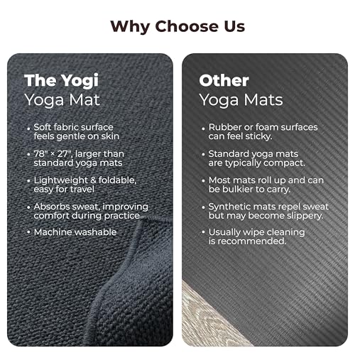 Live Well 360 Handmade Organic Cotton Yoga Mat - Non-Toxic, Chemical-free and All Natural Cloth Yoga Mat - Exercise, Workout, & Fitness Rug - Woven Material - Absorbent & Washable - 78" x 27" - color: Gray