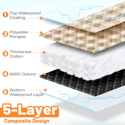 TigeJoy Extra Large Picnic Blanket Waterproof Beach Blanket 80''x80'' - color: Beige, size: 6'8" x 6'8" (Rectangular)