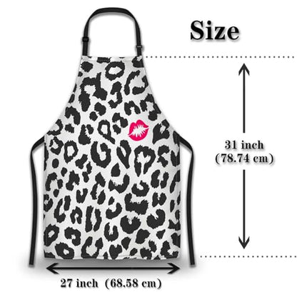 Chef Apron for Women Leopard Texture with Kiss Print Grilling Aprons for Men for Kitchen Cooking Restaurant BBQ Painting Crafting 27” (W) x 31” (H), Waterproof Apron - color: Leopard Texture