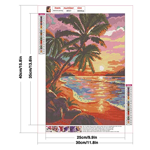 abcGoodefg Diamond Art Kits for Adults 6 Pack, DIY 5D Diamond Art Paintings Beach Sunset Round Full Drill Paint by Diamonds, 12x16 inch - color: Sunset