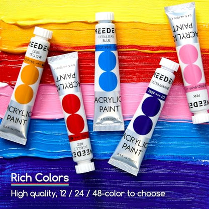 MEEDEN Beginners Acrylic Paint Set: 24 Colors 12ml/0.41 fl oz | Heavy Body Art Craft Paints - Non-Toxic Rich Pigment Hobbists Halloween Pumpkin Painting for Adults on Canvas Wood Fabric - color: 24 Colors