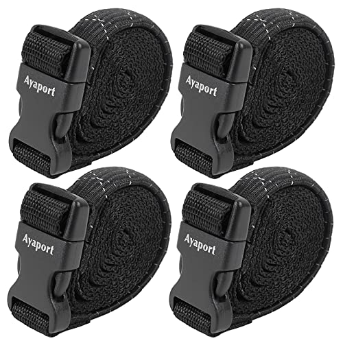 Ayaport Utility Straps with Buckle Quick-Release Adjustable Nylon Straps Black 4 Pack (Stretch-0.75"x48") - size: 0.75"x48"