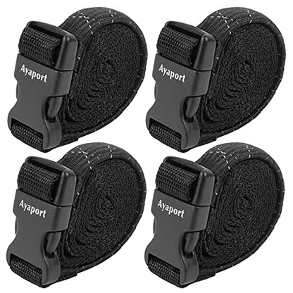 Ayaport Utility Straps with Buckle Quick-Release Adjustable Nylon Straps Black 4 Pack (Stretch-0.75"x48") - size: 0.75"x48"