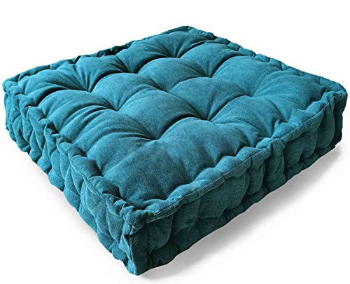 Verpert Floor Pillow 25x25 Inch, Square Meditation Cushion Floor Seating for Adults, Oversized Tufted seat Cushion Reading Nook for Kids, Yoga Meditation Pillow for Sitting on Floor (Turquoise) - color: Turquoise