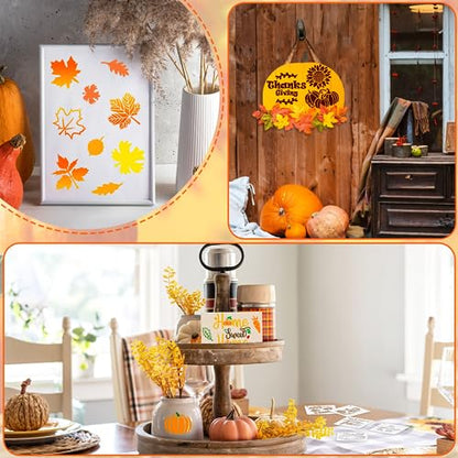 Augshy 56Pack Fall Stencils for Painting on Wood Crafts Thanksgiving Decor | Reusable Thanksgiving Stencils, for Seasonal Home Art, Simple Patterns for Beginners, Creative Autumn Holiday Projects, 3inch - style: Fall