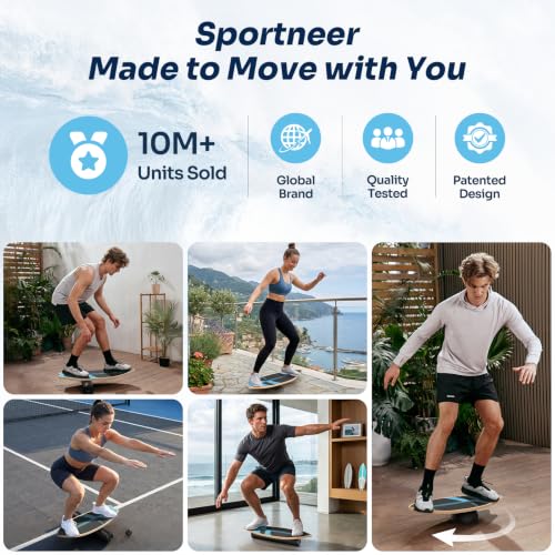 Sportneer Surf Balance Board, 8-in-1 Wooden Wobble Board - color: Sky Blue