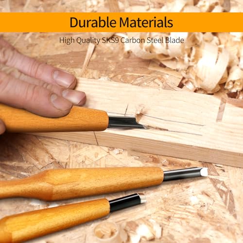 Wood Carving Tools Set - 20 Pcs Wood Carving Knife Set Beginner Whittling Kit with Canvas Case for Adults Children, Carving DIY Wood Carving Kit - Perfect for Beginners and Experts