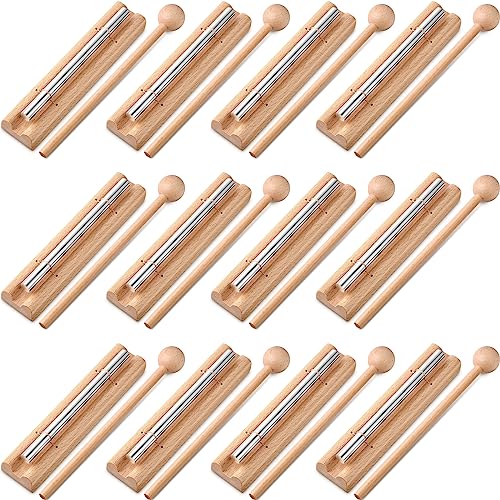 Boao 12 Pcs Meditation Chime, Mindfulness Teacher Hand Bell Chime Musical Percussion Instrument with Mallet Reminder Tools for Prayer Yoga Music Sound Gift