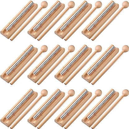 Boao 12 Pcs Meditation Chime, Mindfulness Teacher Hand Bell Chime Musical Percussion Instrument with Mallet Reminder Tools for Prayer Yoga Music Sound Gift