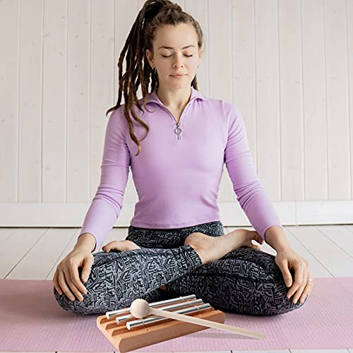 Energy Chimes Hand Bells Instrument: 3 Tone Wooden Chime Hand Percussion | 3 Notes Music Chimes Trio Set with Mallet for Yoga Meditation Sound Healing Rhythm Practice Teachers' Classroom Tools - color: Tone 3