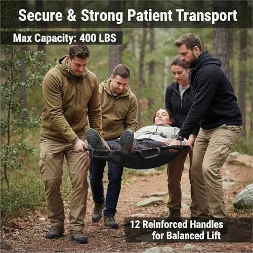 Emergency Patient & Large Dog Transport Stretcher Gurney, 400 lbs - color: Black, size: One-Pack