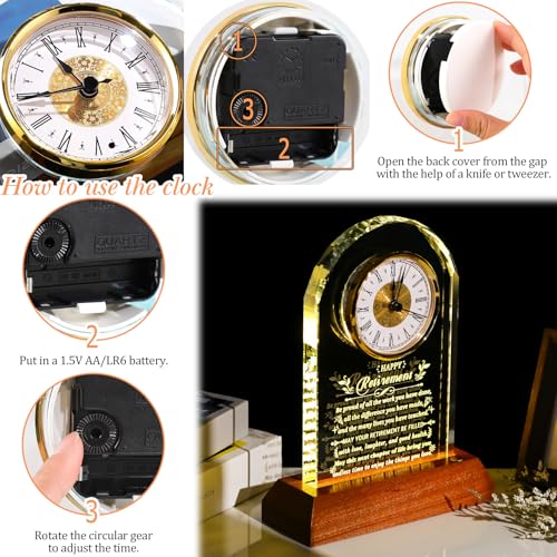 Ornalrist Retirement Gifts for Men Women Crystal Clock Farewell Keepsake - color: Happy Retirement