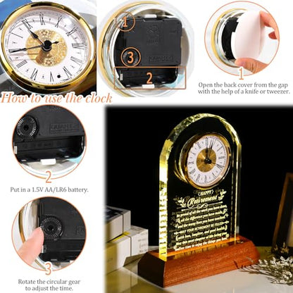 Ornalrist Retirement Gifts for Men Women Crystal Clock Farewell Keepsake - color: Happy Retirement