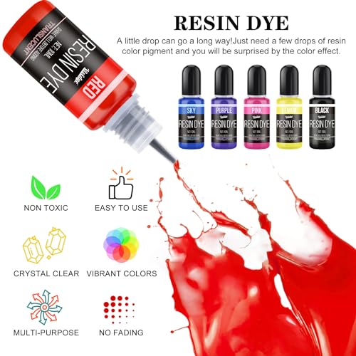 Epoxy Resin Pigment, 30 Colors Liquid Epoxy Resin, 0.35oz/10ml Each | Concentrated Translucent Resins Colorant for DIY Resin Jewelry Making, Paint, Resins Art Crafts