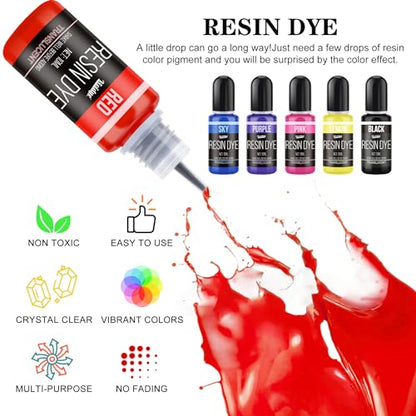 Epoxy Resin Pigment, 30 Colors Liquid Epoxy Resin, 0.35oz/10ml Each | Concentrated Translucent Resins Colorant for DIY Resin Jewelry Making, Paint, Resins Art Crafts