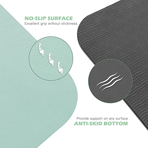 UMINEUX Yoga Mat Extra Thick 1/3'' & 2/5" Non Slip Yoga Mats for Women Eco Friendly TPE Fitness Exercise Mat with Carrying Sling & Storage Bag - color: Matcha Green & Gray, size: 72"x24"x1/3"