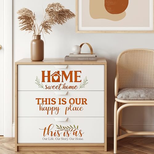 Sitsink Welcome Home Stencils for Painting - 26 Pcs Reusable Art Templates, Happy Family Blessing Stencils for Wood Sign Wall DIY Crafts Gift Projects - style: welcome home