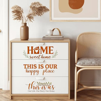 Sitsink Welcome Home Stencils for Painting - 26 Pcs Reusable Art Templates, Happy Family Blessing Stencils for Wood Sign Wall DIY Crafts Gift Projects - style: welcome home