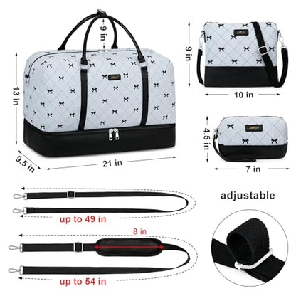 IBFUN Weekender Bags for Women, 21" Travel Duffle Bag with Shoe Compartment - color: E7-Blue
