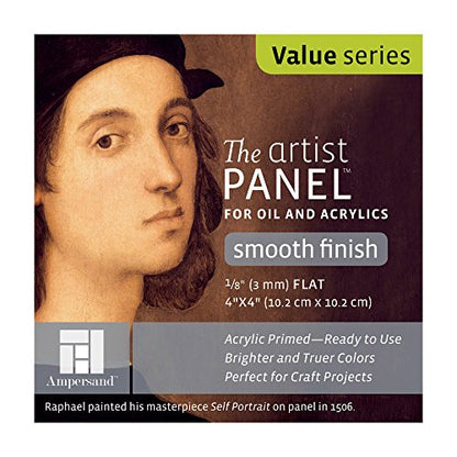 Ampersand Artist Panel Primed Smooth Surface for Painting and Mixed-Media, 1/8 Inch Depth, 4X4 Inch (APS0404) - color: 1/8 Inch Depth, size: 4X4