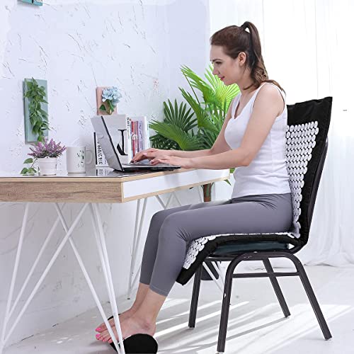 XiaoMaGe 47" Acupressure Mat and Pillow Set with Carry Bag (Black) | Large acupuncture mat for neck & back pain relief, muscle relaxation, circulation support, and post-workout recovery - color: Black-large