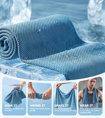 Instant Cooling Towel for Sports, Workout & Fitness – Soft Breathable Chilly Towel, ICY Cool Rag for Neck, Gym, Yoga, Golf, Running, Camping & Hiking – Quick Dry, Lightweight & Absorbent