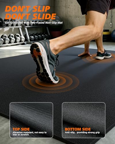 Rendpas Large Exercise Mat for Home Gym, 8mm Extra Thick Workout Mat - color: 12*6 FT Black