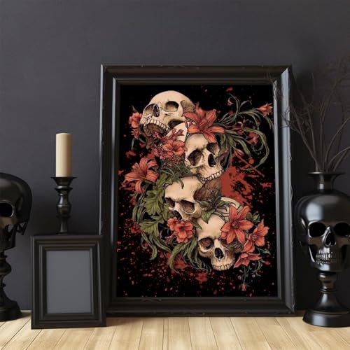 Paint by Numbers Kit for Adults, Paint by Numbers Kit for Adults 16x20 Inch | Skull Paint by Numbers Kit for Adults, Acrylic Painting by Numbers, DIY Arts and Crafts for Gifts or Home Decor - color: Three skulls