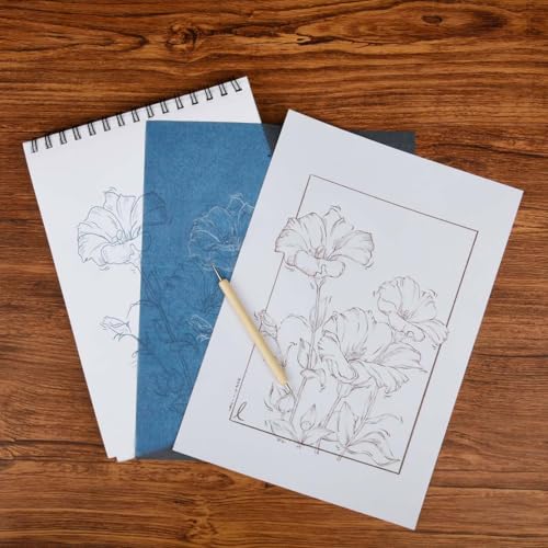 SEMLEART Carbon Transfer Paper Set, 50 Sheets in Red, Yellow, Blue, Green, White, 9x11 Inch with 5 Stylus Tools for Wood, Paper, Canvas - color: 9×11in-5-Color