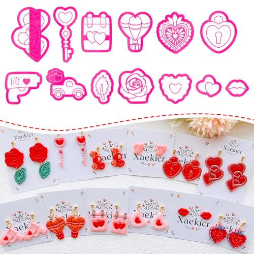 Heart Theme Polymer Clay Cutters Set – Molds and Clay Cutters for Polymer Clay, Decorative Clay Earring, Clay Tools - color: A color