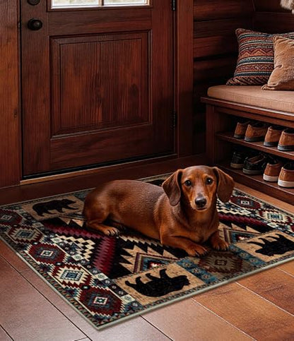YIHOUSE Washable Western Cabin Area Rug 2x3 Entryway - color: Bear, size: 2'x3'(Rectangular)