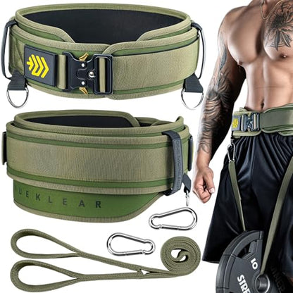MANUEKLEAR 2-in-1 Weightlifting Belt & Dip Belt with 36.7 IN Rope, Double-Layer Weight Lifting Belts, Powerlifting Gym Weighted Belt for Pull Up Squat - color: Olive Drab, size: M(30-33in)