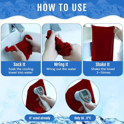 Hosuly 15 Pcs Cooling Towels 40" x 12", Red - color: Red
