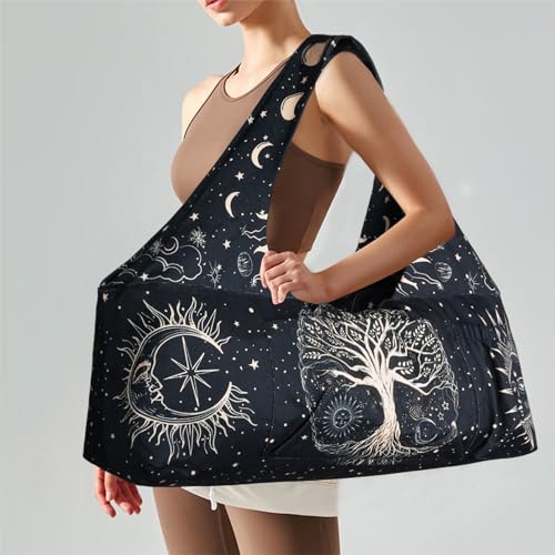 Yoga Mat Bag - Large Yoga Bag with Yoga Mat Strap, Zipper and Pockets - Yoga Bags and Carriers Fits All Your Stuff - Personalized Yoga Mat Bags for Women Fits Most Size Mats - color: Tree of Life
