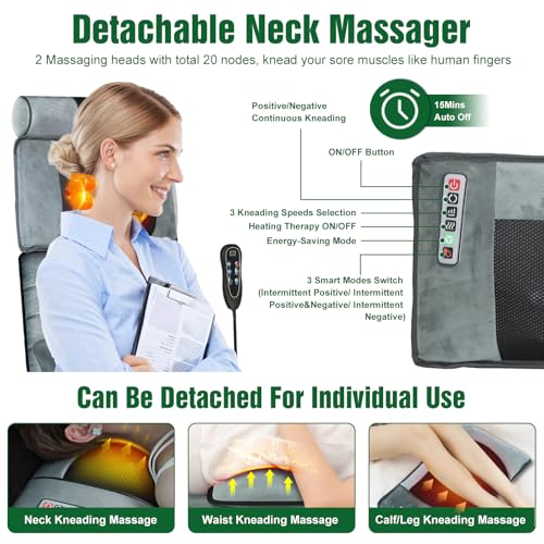 Full Body Massage Mat with Heat, Detachable Neck Massager Foot Massager - size: 76.38x20.47x5.9in