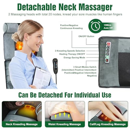 Full Body Massage Mat with Heat, Detachable Neck Massager Foot Massager - size: 76.38x20.47x5.9in