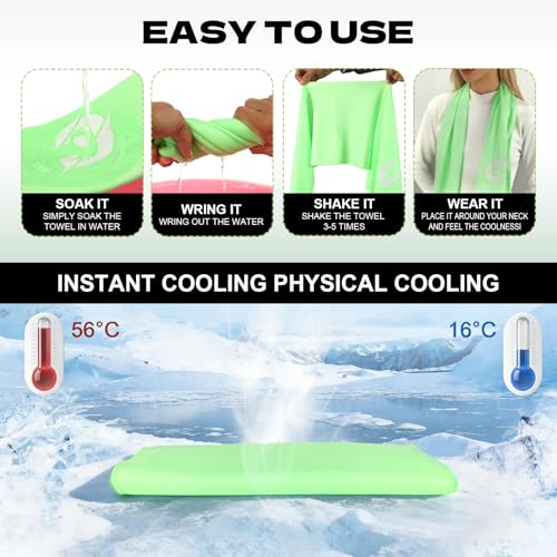 CSITE 4 Pack Cooling Towels (47"x12") for Neck and Face, Ice Towel for Hot Weather, Soft Breathable Chilly Gym Towels, Microfiber Towel for Work Out, Yoga, Running, Camping & More Activities - color: Macaron Pink/Macaron Green/Macaron Blue/Macaron Yellow