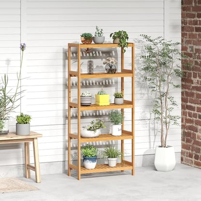 kinbor 5-Tier Bamboo Bathroon Shelf, Bamboo Rack Storage Shelving, Natural - size: 5-Tier