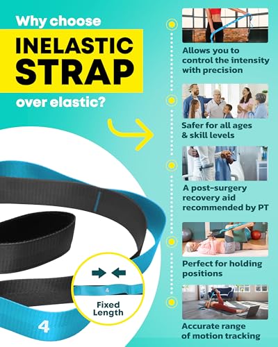 Stretching Strap with Loops, Non Elastic Stretch Band for Physical Therapy - color: blue