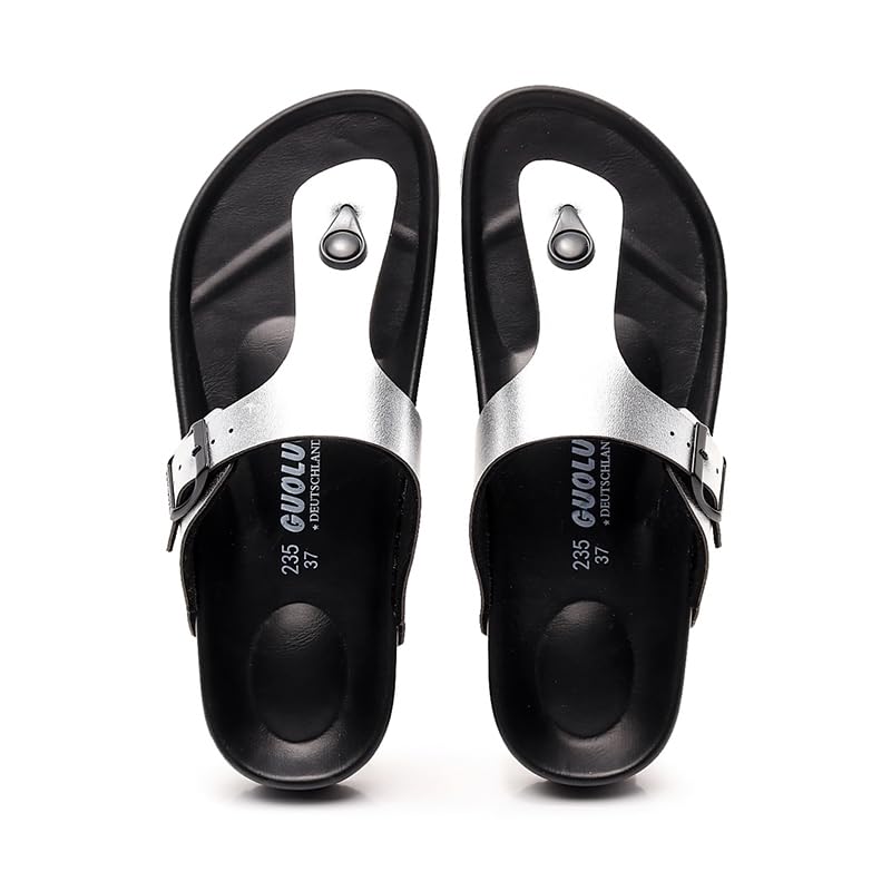 Women Arch Support Flip Flops – Adjustable - color: Silver, size: 7