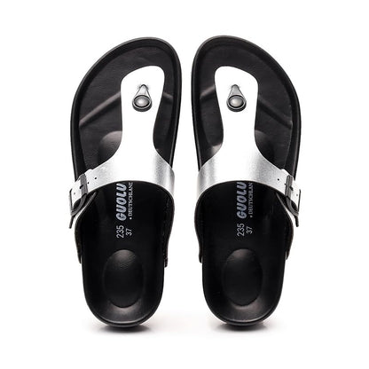 Women Arch Support Flip Flops – Adjustable - color: Silver, size: 9