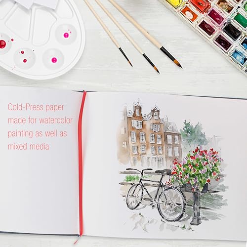 U.S. Art Supply 9" x 12" Watercolor Book (2 Pack, 76 Sheets Each) - 110lb (230 GSM) Linen-Bound Hardcover Artist Paper Pads - Acid-Free Cold-Pressed Watercolor Paper Pad Mixed Media - size: 9-x-12-inch